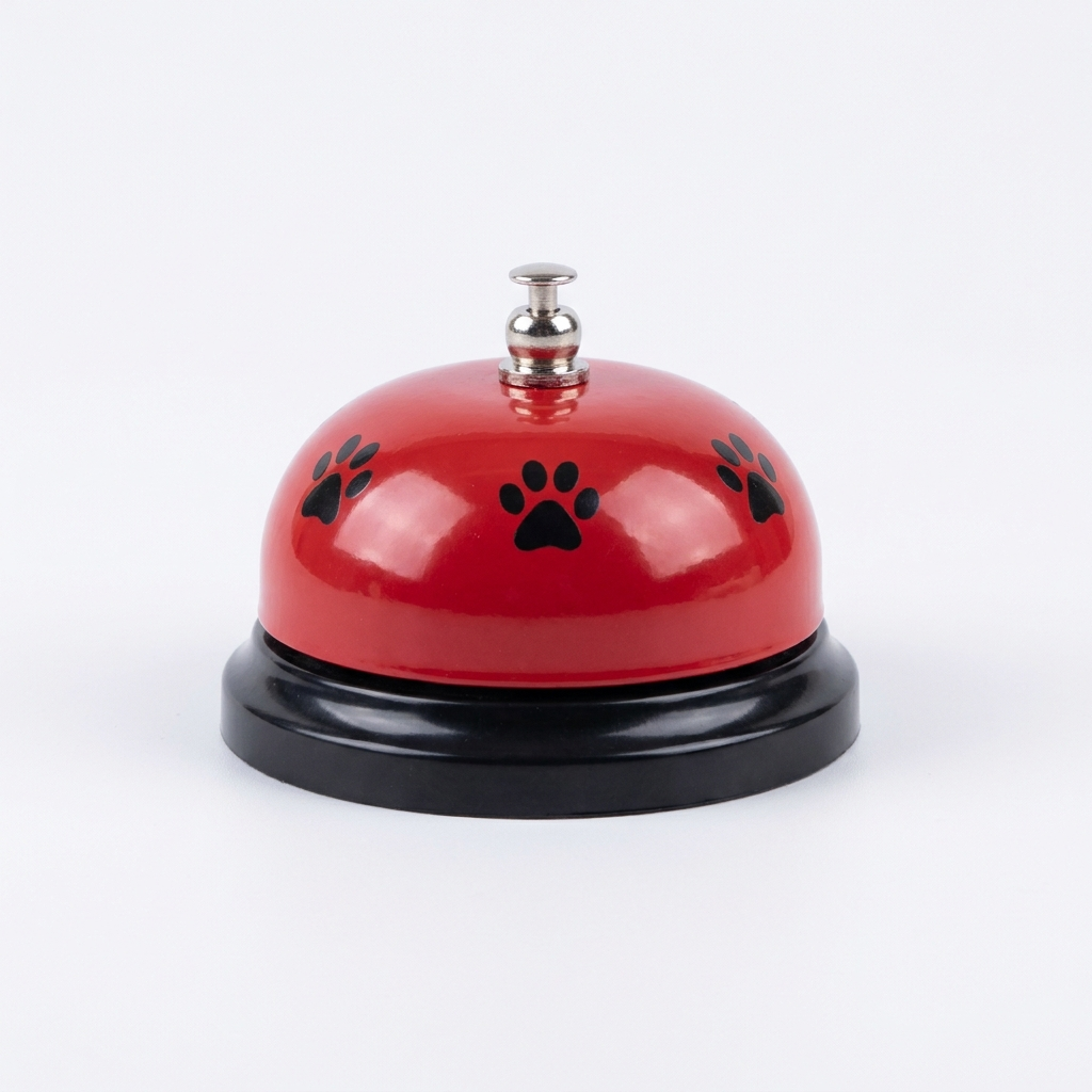 HushPaw Red Training Food Bell for Dogs with Paw Print Design