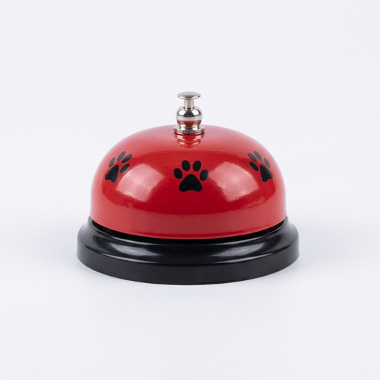 HushPaw Red Training Food Bell for Dogs with Paw Print Design